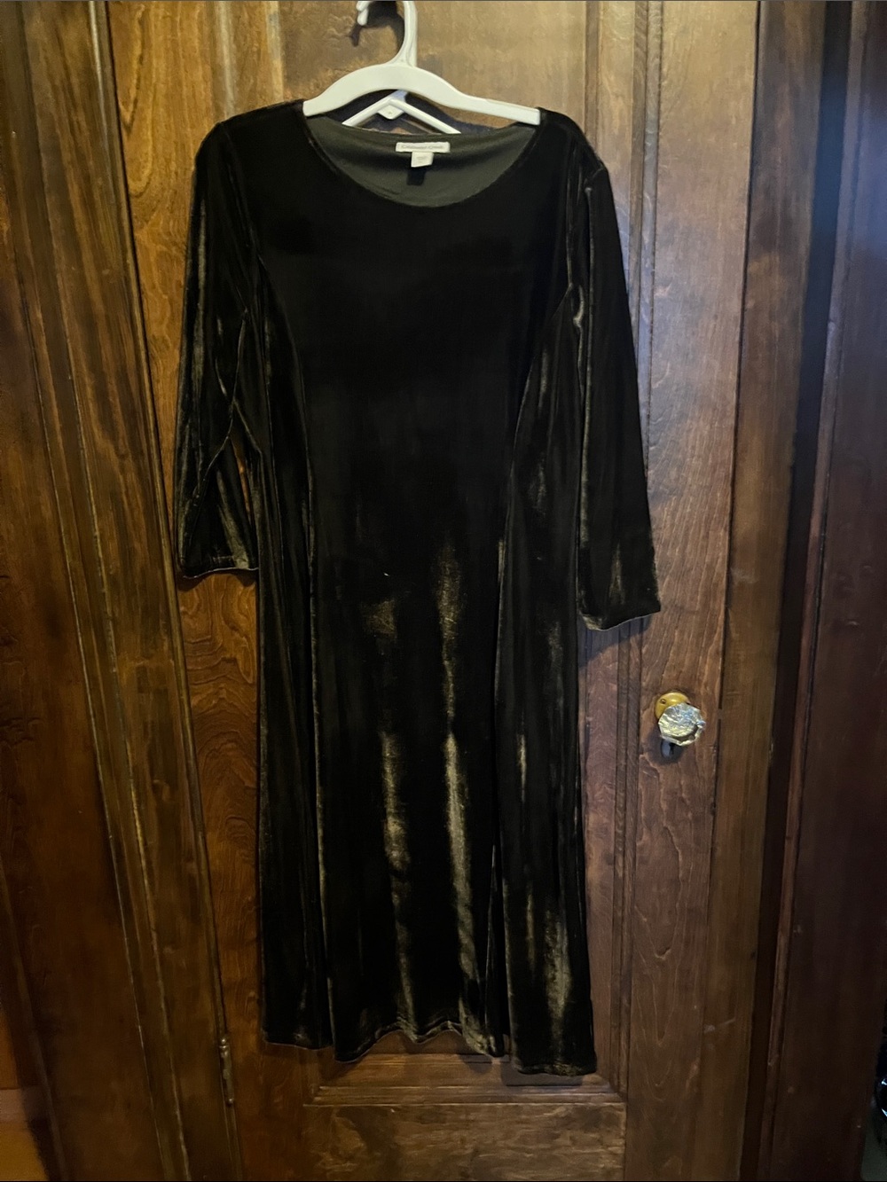 Coldwater Creek Black Velvet Long Sleeve Midi Dress